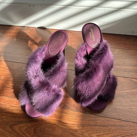 Aquazzura sandals/mule with high heels and mink fur size 37. W/ Box + dust bag - Picture 6 of 16